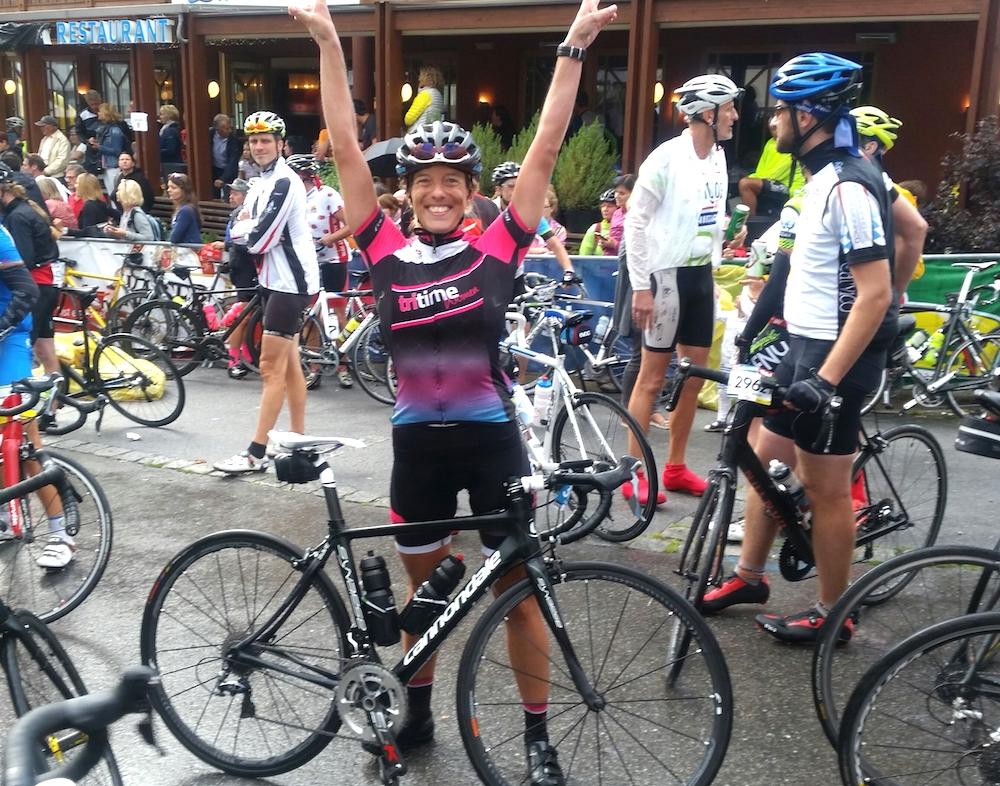 Katja Kraft beim Ötztaler Radmarathon – happy im Ziel