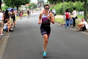 Katja Troschka bei ihrem ersten offiziellen Halbmarathon bei der Mitteldistanz in Hannover