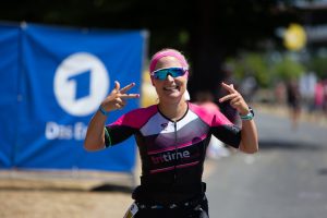 Cathi glücklich beim Ironman Frankfurt