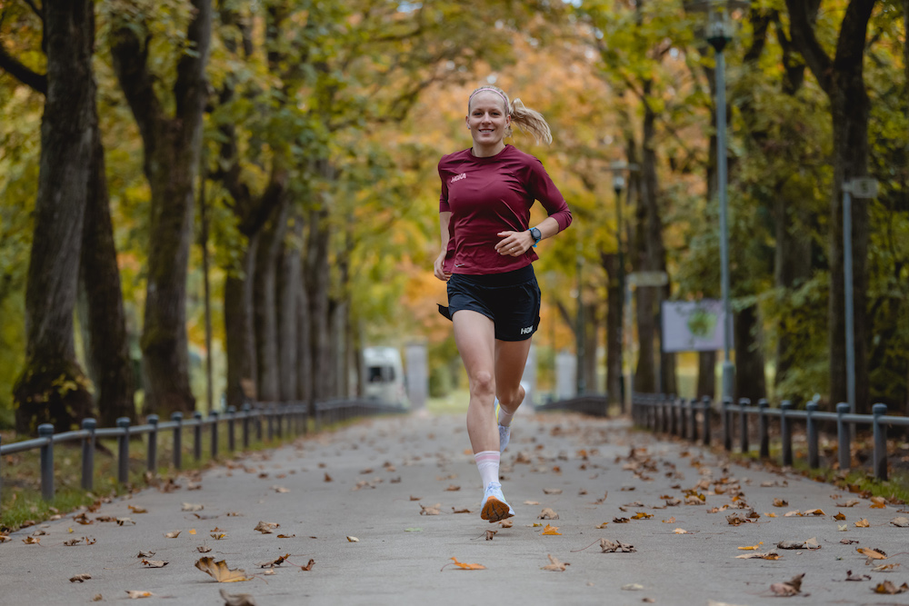 Daniela Bleymehl beim Lauftraining